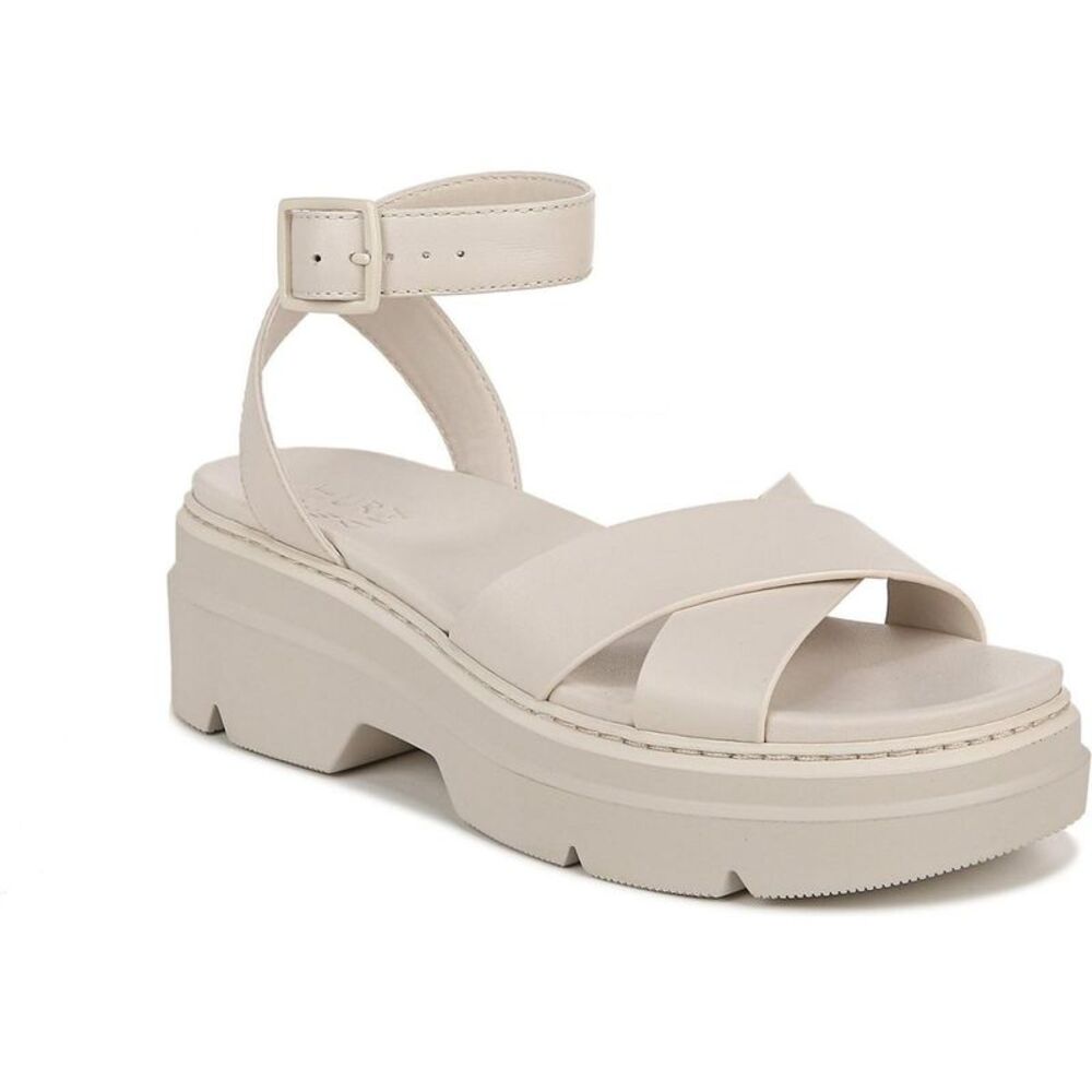 Naturalizer Womens Darry  White Ankle Strap Platform Platform Sandals New